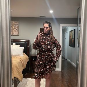 Revamped dress collection floral long sleeve asymmetrical dress size xl NWT